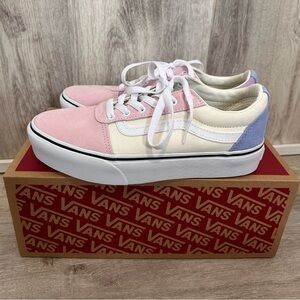 Vans Ward Platform sneakers Youth Girls Size 5 color block pastel Pink Spring